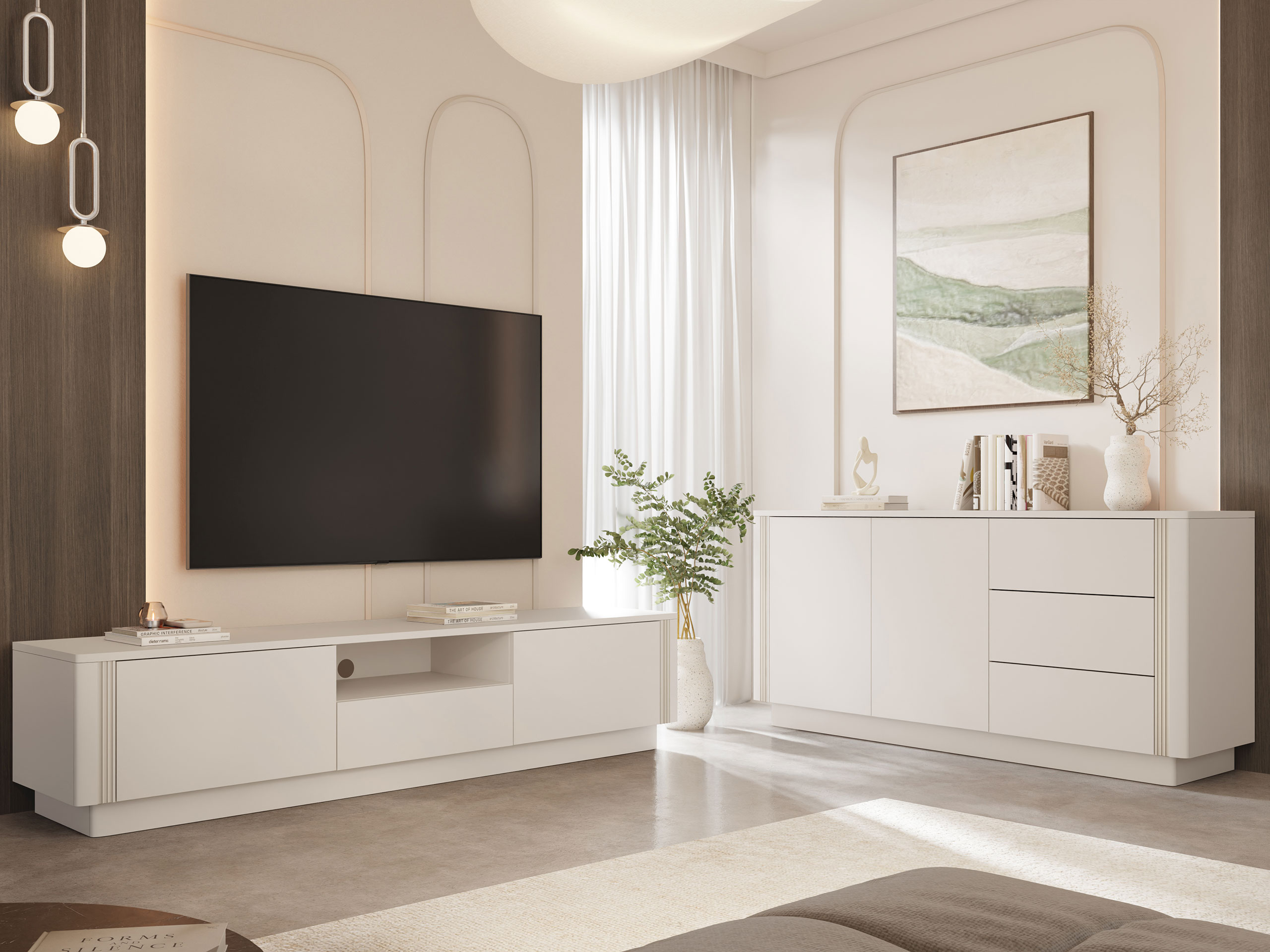Ensemble de salon Comfivo Levavio 105 (Beige)