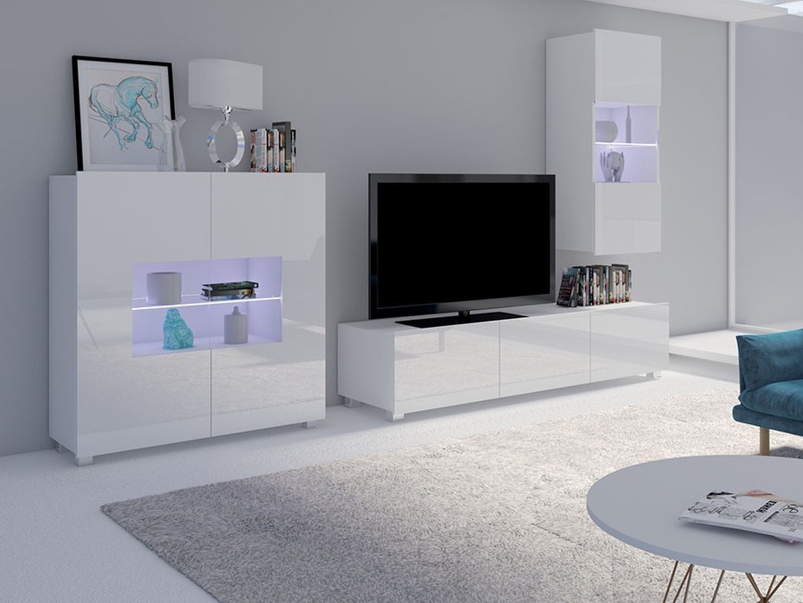 Ensemble de salon Remus VII (Blanc + Blanc brillant)