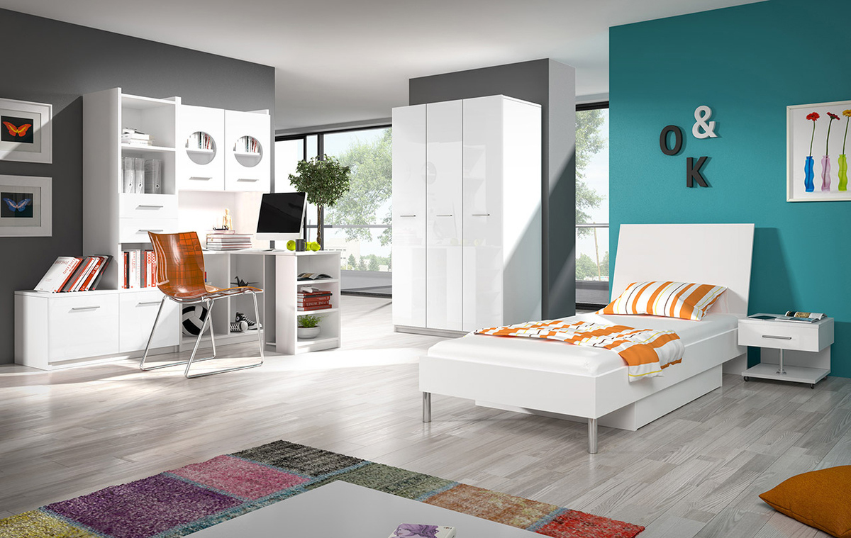 Armoire Campus (Blanc + Blanc brillant)