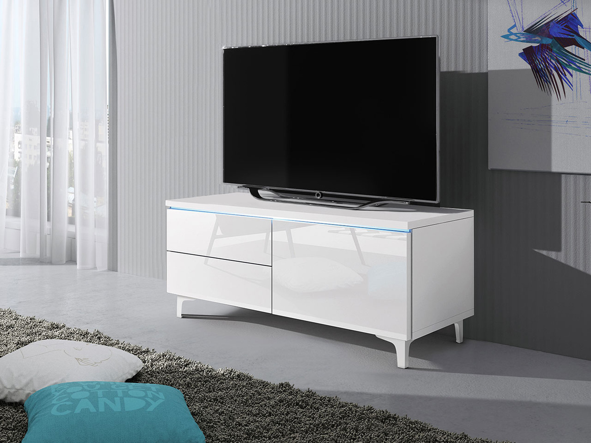 Meuble TV Uva IV (Blanc + Blanc brillant)